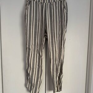 Marine Layer Cream and Black Striped Cropped Pants